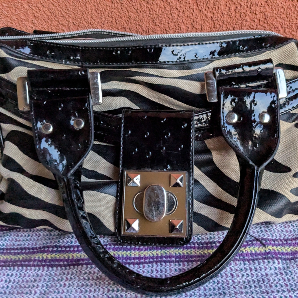 Zebra Print Women's Bag with Black Accents